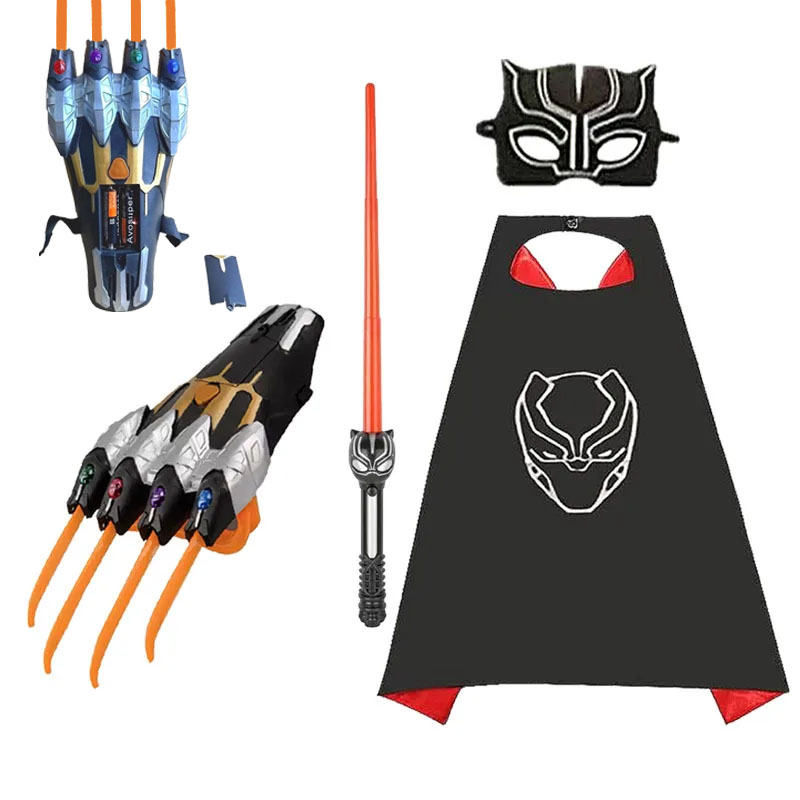 Black Face Mask Pack - Superhero Mask Cape Set, Black Panther