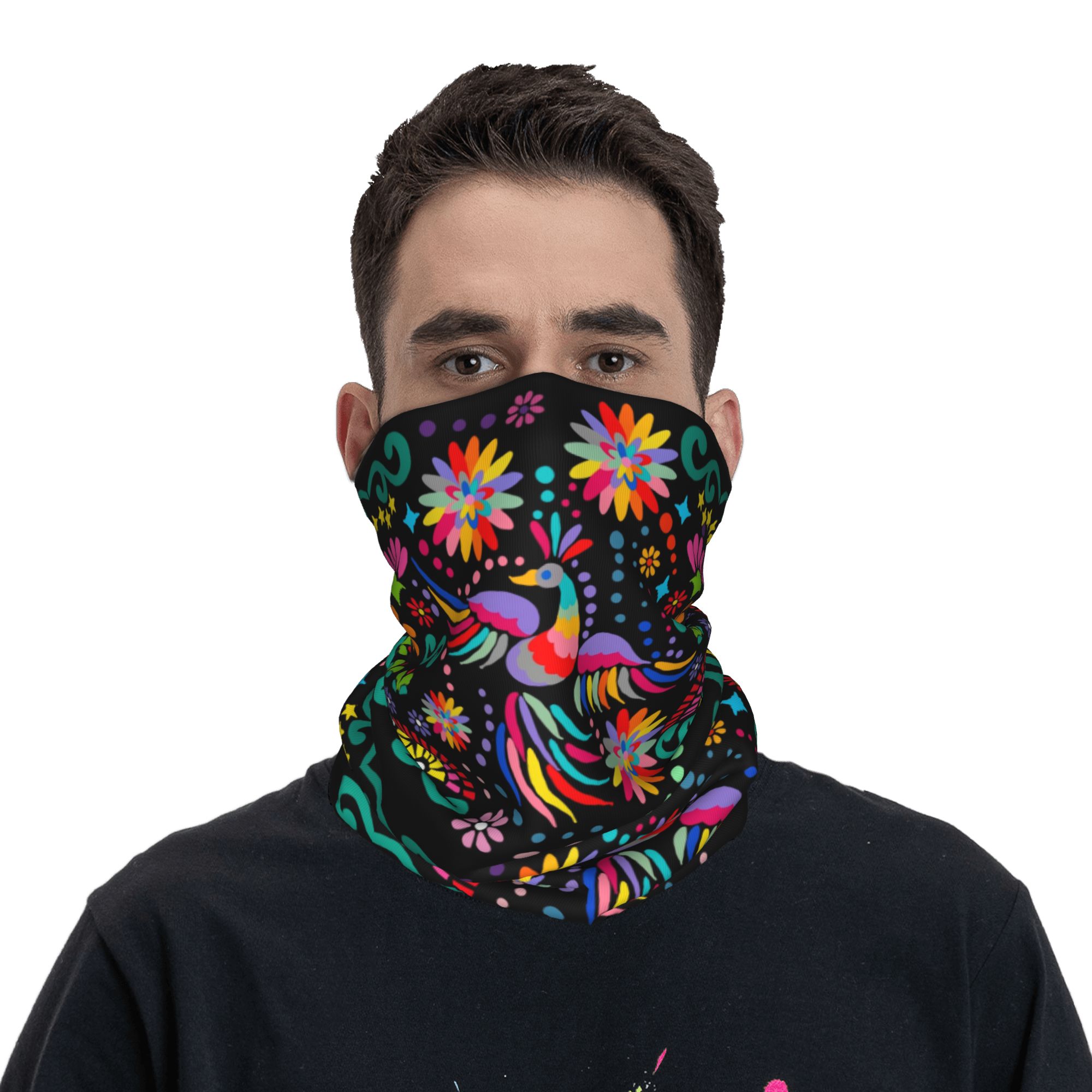 Custom Mexican Floral Flower T - Neck Gaiter Face Cover 리뷰 및 가격